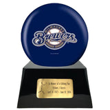Baseball Team Urn - Milwaukee Brewers Ball Decor with Custom Metal Plaque Baseball Cremation Urn for Human Ashes - MLB URN - Memorials4u