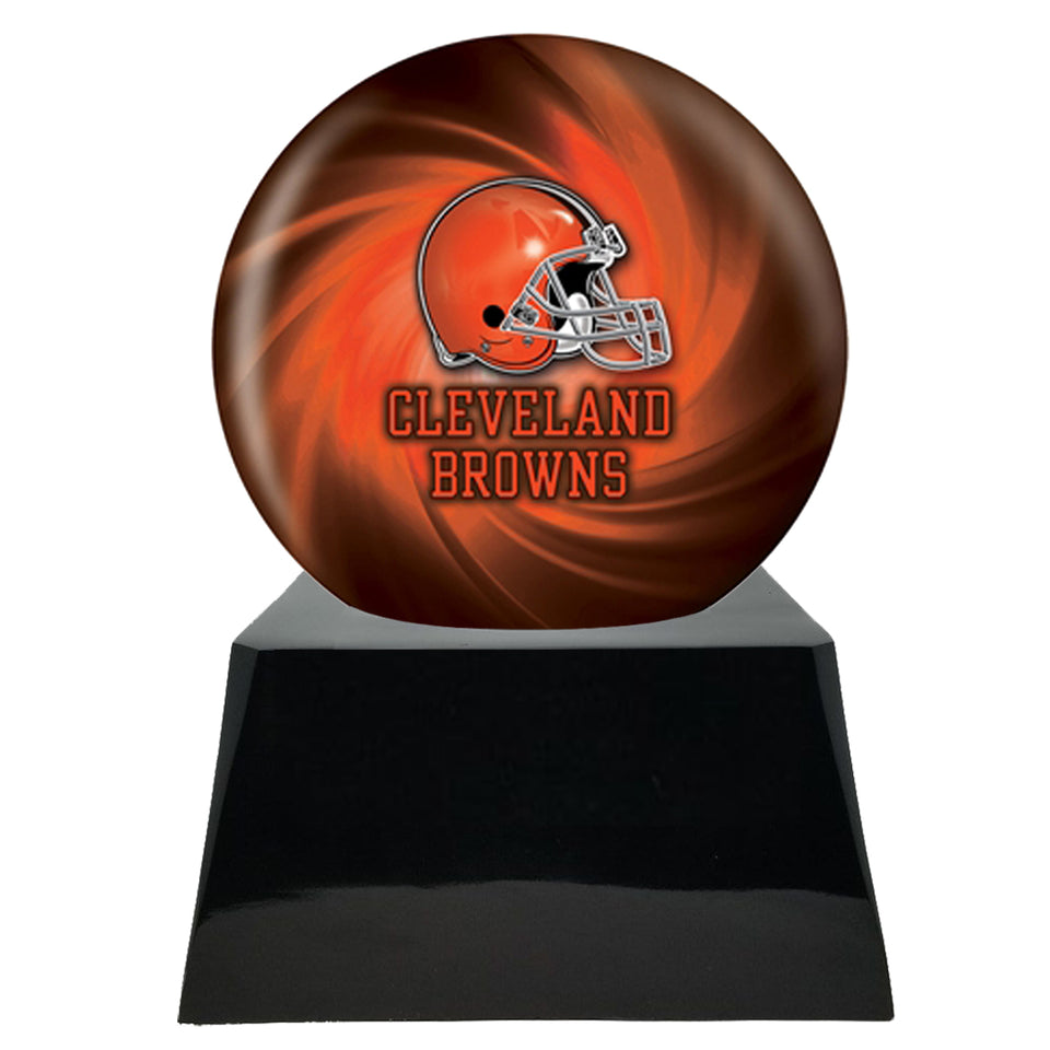  Football Cremation Urn and Cleveland Browns Ball Decor with Custom Metal Plaque