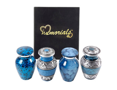 Set of 4 Beautiful Shades of Blue Keepsakes,  - Memorials4u