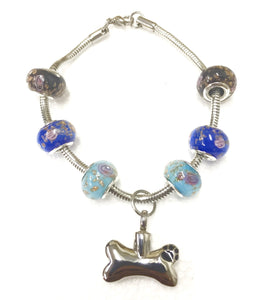 "Serene Sea" murano bead cremation Bracelet, Cremation Bracelet - Memorials4u