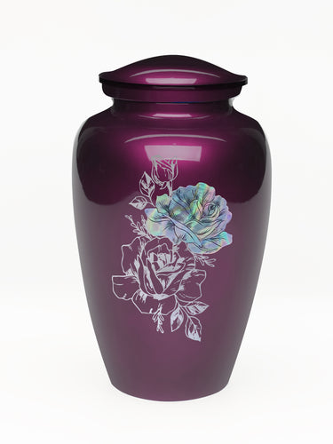 Elegance Series Burgundy Mother Of Pearl Rose Adult Cremation Urn - Memorials4u