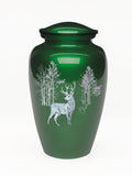 Elegance Series Green Mother Of Pearl Forest Deer Adult Cremation Urn - Memorials4u
