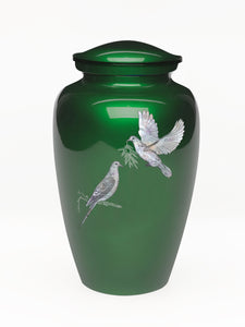 Elegance Series Green Mother Of Pearl Dove Adult Cremation Urn - Memorials4u