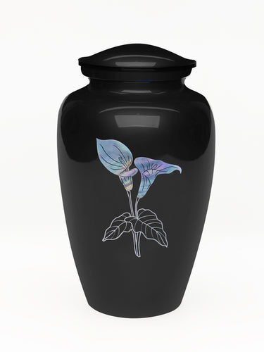 Elegance Series Black Mother Of Pearl Calla Lily Adult Cremation Urn - Memorials4u