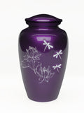 Elegance Series Purple Mother Of Pearl Dragonfly Adult Cremation Urn - Memorials4u