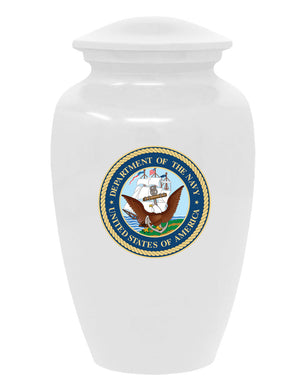 United States Navy Military Cremation Urn, White