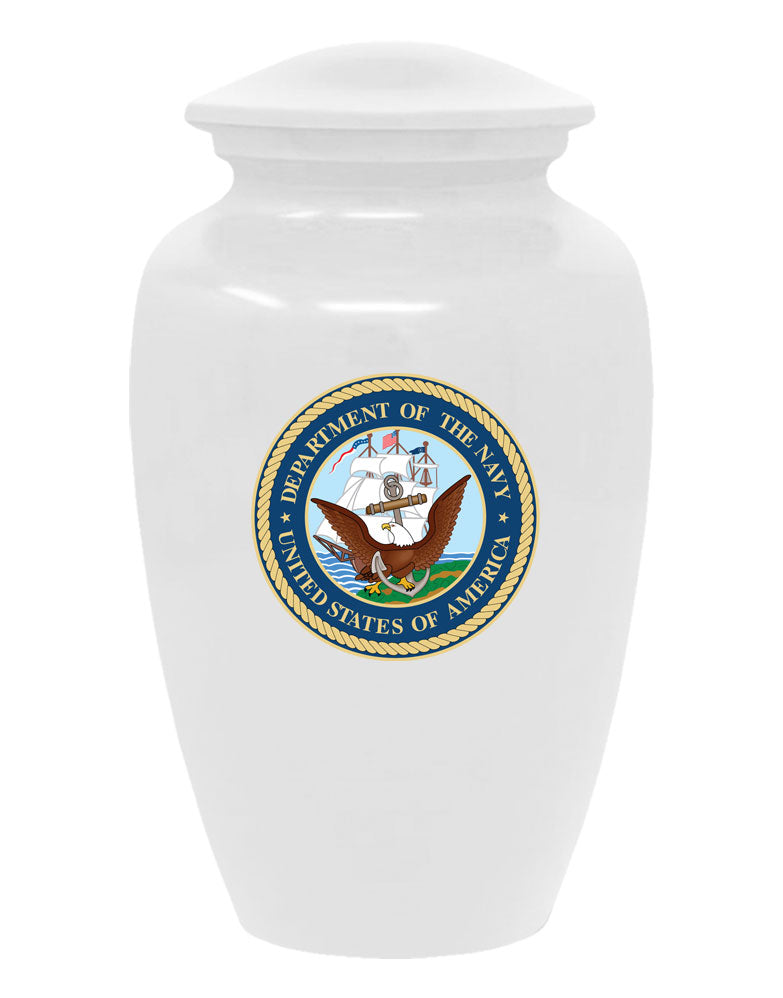 United States Navy Military Cremation Urn, White
