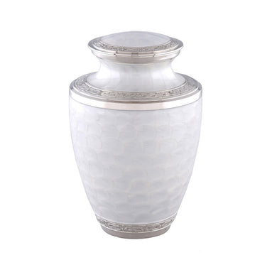 Elegant Pearl White Adult Cremation Urn - Memorials4u