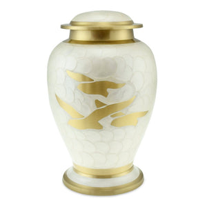 Scratch & Dent Pearl White and Gold KEEPSAKE ONLY - Memorials4u