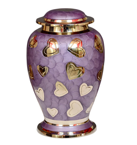 Elegant Lavender & Silver Brass Cremation Urn - Memorials4u