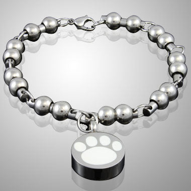 White Paw Stainless Steel Cremation Keepsake Bracelet - Memorials4u