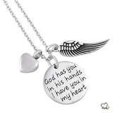 "God Has you in his Hands" Poetry Memorial Pendant - Heart - Urn Necklace - Cremation Necklace - Memorials4u