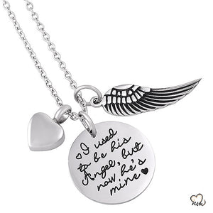 "I Used To Be His Angel" Poetry Memorial Pendant - Circle - Urn Necklace - Cremation Necklace - Memorials4u