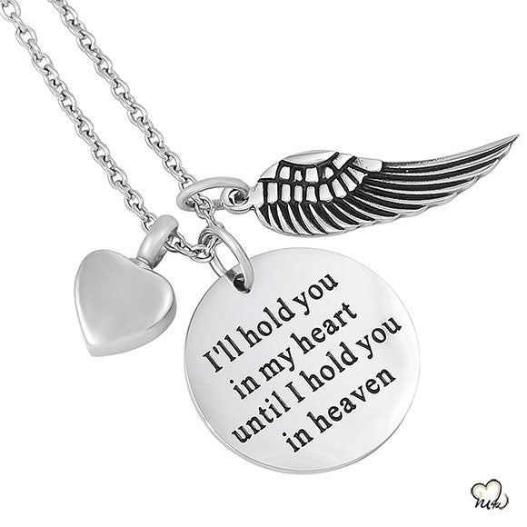 "I will Hold you in my heart" Poetry Memorial Pendant - Circle - Memorials4u