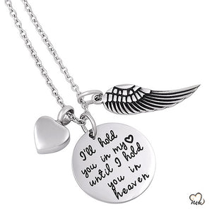 "I will Hold you in my Heart" Poetry Memorial Pendant - Circle - Memorials4u
