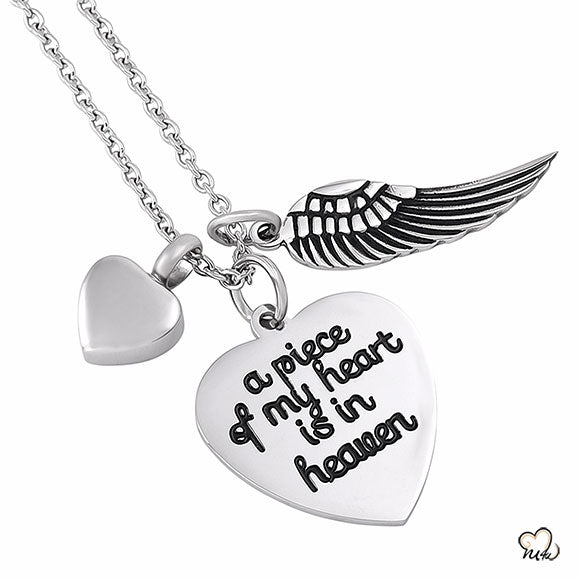 "A Piece of My Heart" Poetry Memorial Pendant - Heart - Urn Necklace - Cremation Necklace - Memorials4u