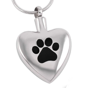 Paw Heart Stainless Steel Cremation Pendant - Memorials4u