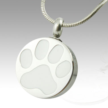 White Paw Stainless Steel Cremation Keepsake Pendant - Memorials4u