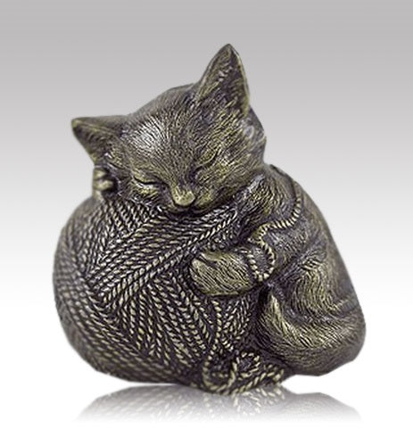 Sleeping Cat Urn For Ashes in Bronze - Memorials4u