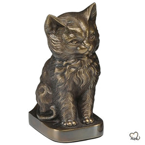 Pet Urn - Pet Cremation Urn - Sitting Cat Figurine Custom Pet Urn For Ashes in Bronze - Memorials4u