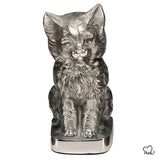 Pet Urn - Pet Cremation Urn - Sitting Cat Figurine Custom Pet Urn For Ashes in Silver - Memorials4u