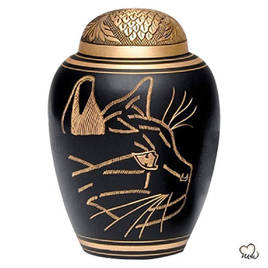 Pet Urn - Pet Cremation Urn - Black and Gold Custom Medium Sized Cat Urn for Cat Ashes - Memorials4u