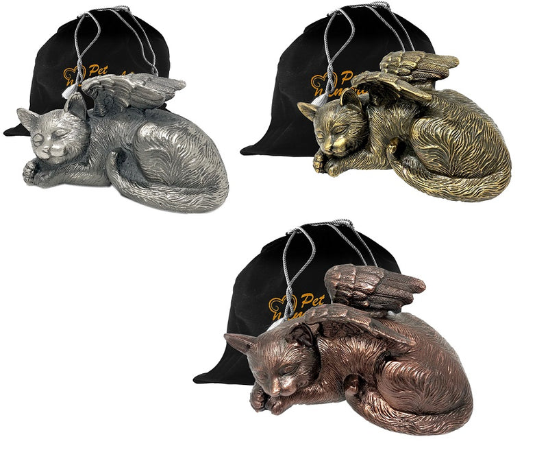 Memorial Gallery Pets Sleeping Angel Cat Brass Cremation Urn (Engravable)  (Plain, Black) : : Pet Supplies