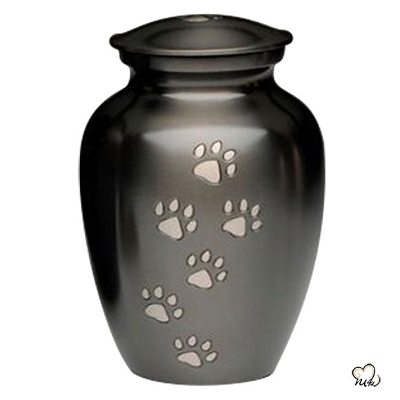 Classic Medium Pet Urns For Pet Ashes - Paw Print Pet Keepsake Urn in Slate-  Memorials4u
