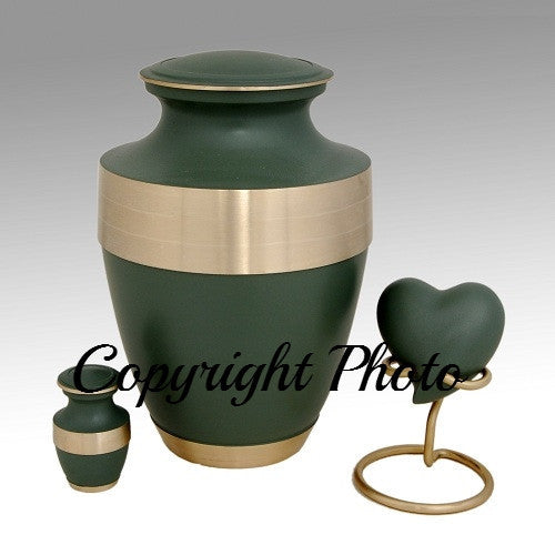Green Band Brass Cremation Urn, Special Offer - Memorials4u