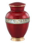 Divine Red Adult sized Urn with Mother of Pearl Band - Red - Memorials4u
