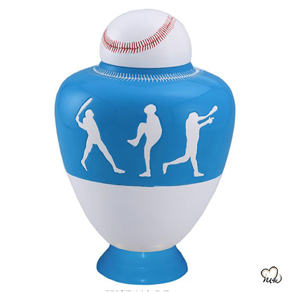 Light Blue Baseball Sports Cremation Urn - Memorials4u