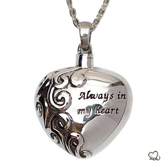 Always in My Heart Keepsake Pendant - Silver Cremation Jewelry ...