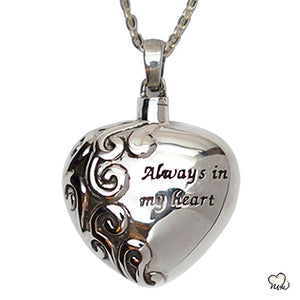 "Always in My Heart" Cremation Pendant - Silver - Memorials4u