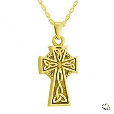 Curvy Cross Cremation Jewelry - Gold Plated - Memorials4u