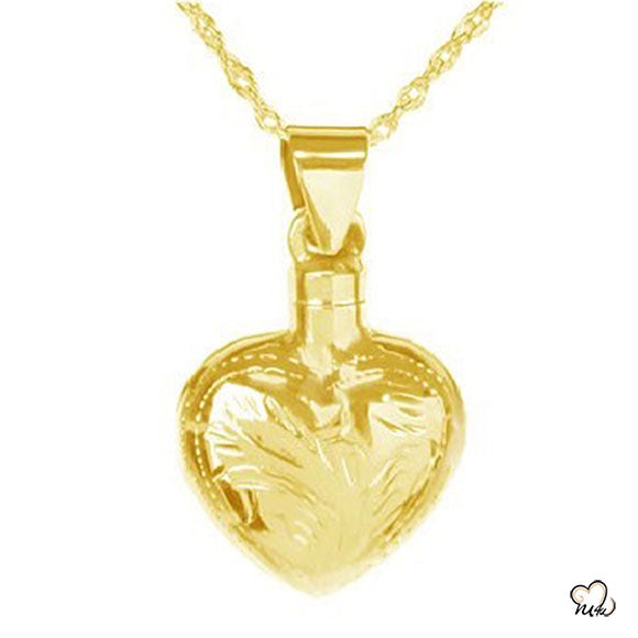 Elegant Heart Cremation Jewelry - Gold Plated - Memorials4u