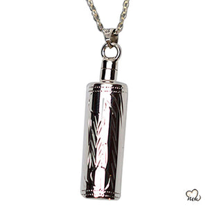 Silver Etched Cylinder Cremation Jewelry Pendant for Ashes - Memorials4u