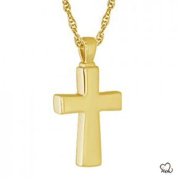 Classic Cross Cremation Jewelry - Gold Plated -Cremation Pendant - Urn Necklace - Lockets For Ashes - Memorials4u