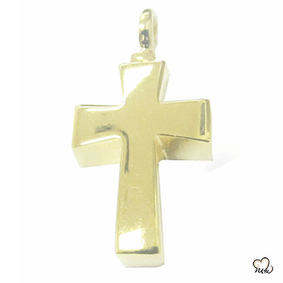 Classic Cross Cremation Jewelry - Gold Plated -Cremation Pendant - Urn Necklace - Lockets For Ashes - Memorials4u - Side View