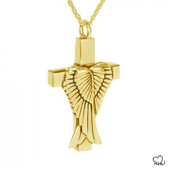 Angel wing cremation necklace top