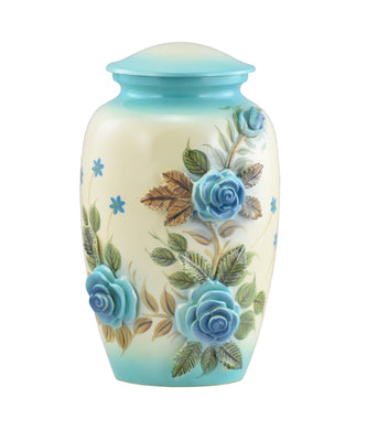 3D Blue Rose Bouquet Cremation Urn - Memorials4u