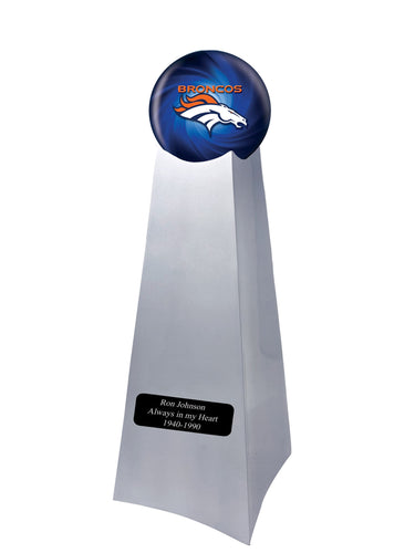 Championship Trophy Cremation Urn with Optional Football and Denver Broncos Ball Decor and Custom Metal Plaque - Memorials4u