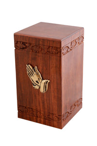 Solid Rosewood Wooden Urn with Applique - Memorials4u