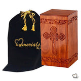 Solid Rosewood Cremation Urn with Engraved Cross - Memorials4u