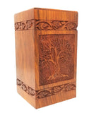 wooden urns for ashes - handcrafted decorative wood urns - handmade wooden cremation boxes - wood urns for human ashes