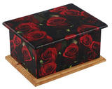 Red Rose Wooden Wrap Urn - Memorials4u