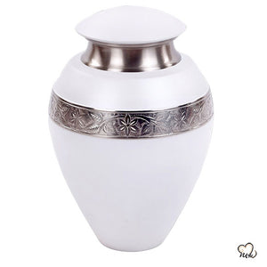 Ikon Serene White Cremation Urn, cremation urns - Memorials4u