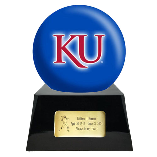 Football Urn - Kansas Jayhawks Ball Decor with Custom Metal Plaque Football Cremation Urn for Human Ashes - NFL URN - Memorials4u