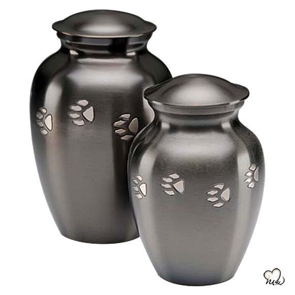 Classic Small Pet Urns For Pet Ashes - Paw Print Pet Keepsake Urn in Slate-  Memorials4u