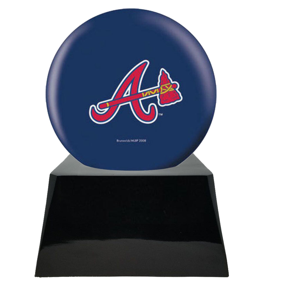 Baseball Cremation Urns For Human Ashes - Baseball Team Cremation Urn and Atlanta Braves Ball Decor with custom metal plaque - Memorials4u