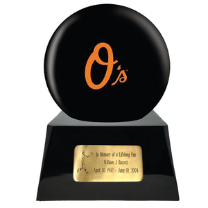 Baseball Team Urn - Baltimore Orioles Ball Decor with Custom Metal Plaque Baseball Cremation Urn for Human Ashes - MLB URN - Memorials4u